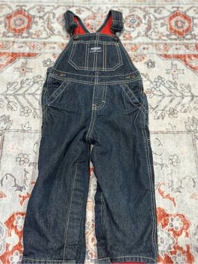 OshKosh B'gosh Dark Blue Denim Overalls with Red Lining